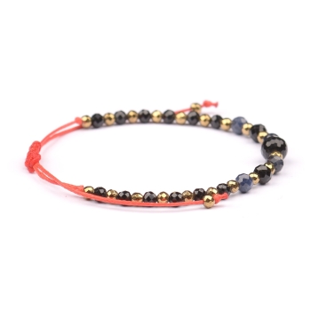 Bransoletka celebrytka czarny TURMALIN SZAFIR HEMATYT ochrona i optymizm